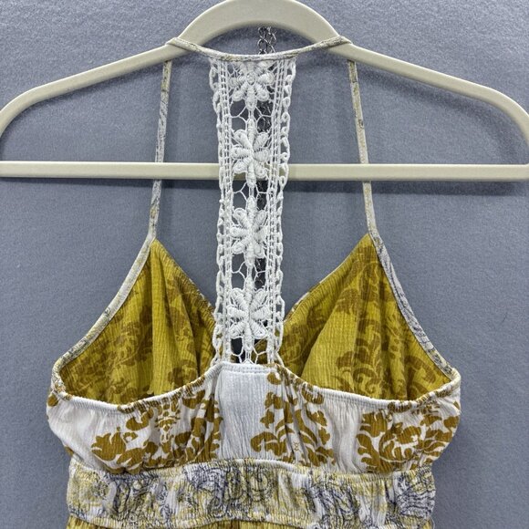 Y2K Vintage Self Esteem Yellow Ombré Halter Tank‎ Crochet Detail Boho SZ Medium - Picture 5 of 10